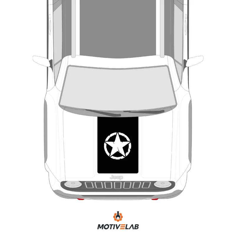 Jeep Renegade bonnet sticker applied to the car – Motivelab sticker