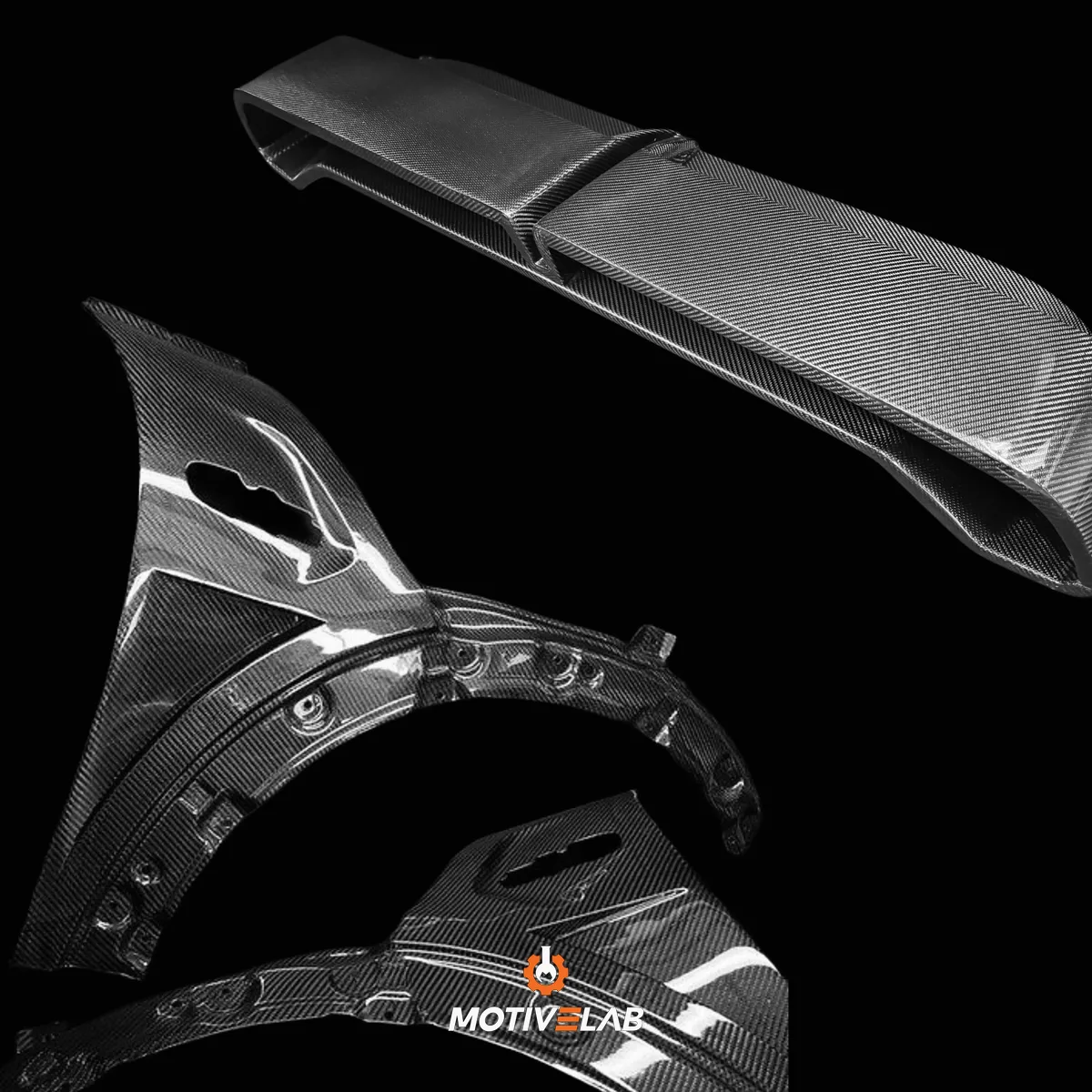 Kit estetico carrozzeria, spoiler GP3 e parafango ventilato in carbonio MINI F55 / F56