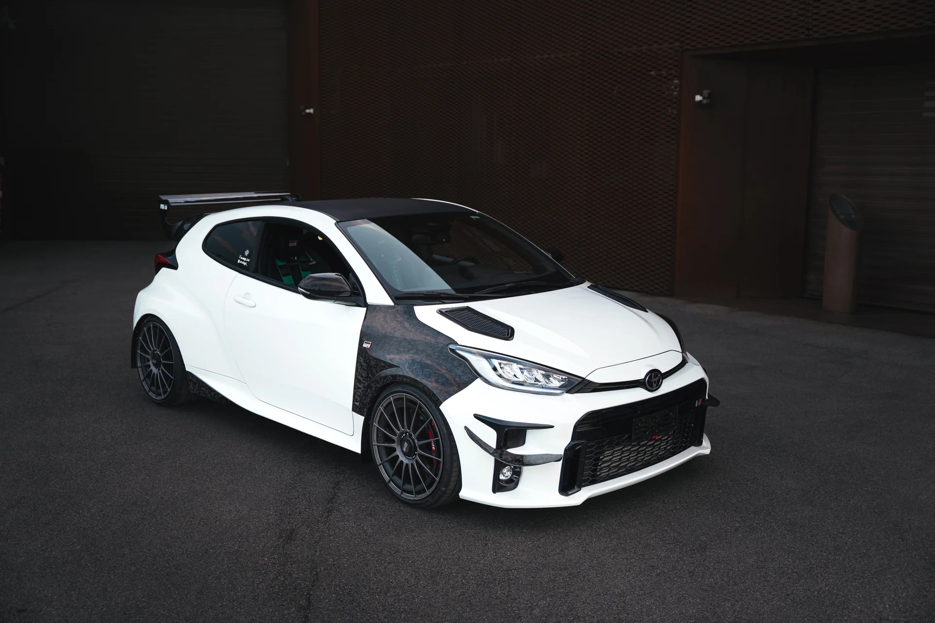 Toyota GR Yaris with carbon fibre body kit: bonnet, wing panels, side skirts and spoiler