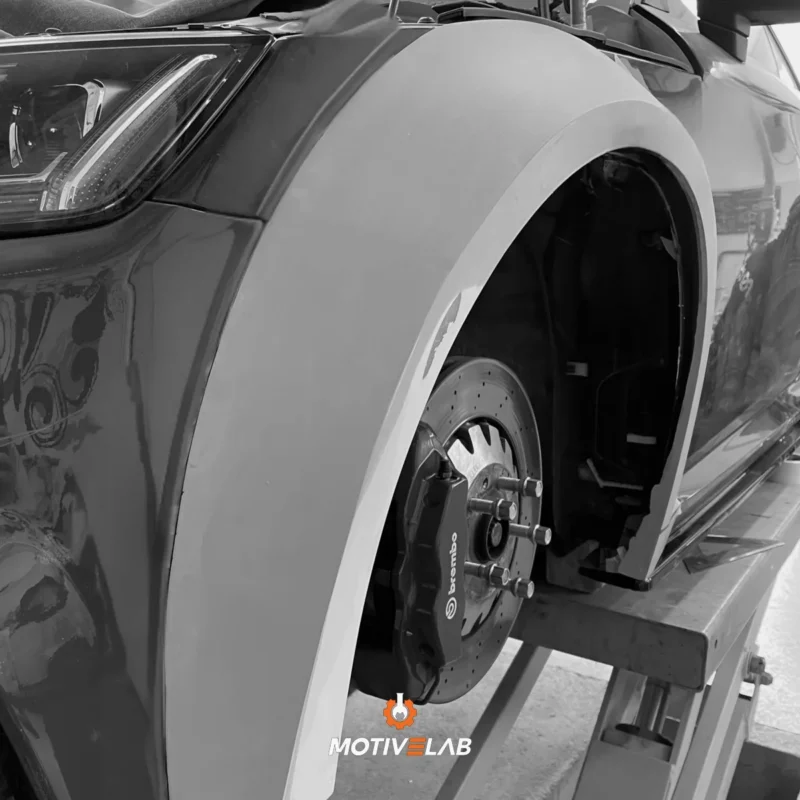 Wide fibreglass wheel arches for the Audi TT 8S
