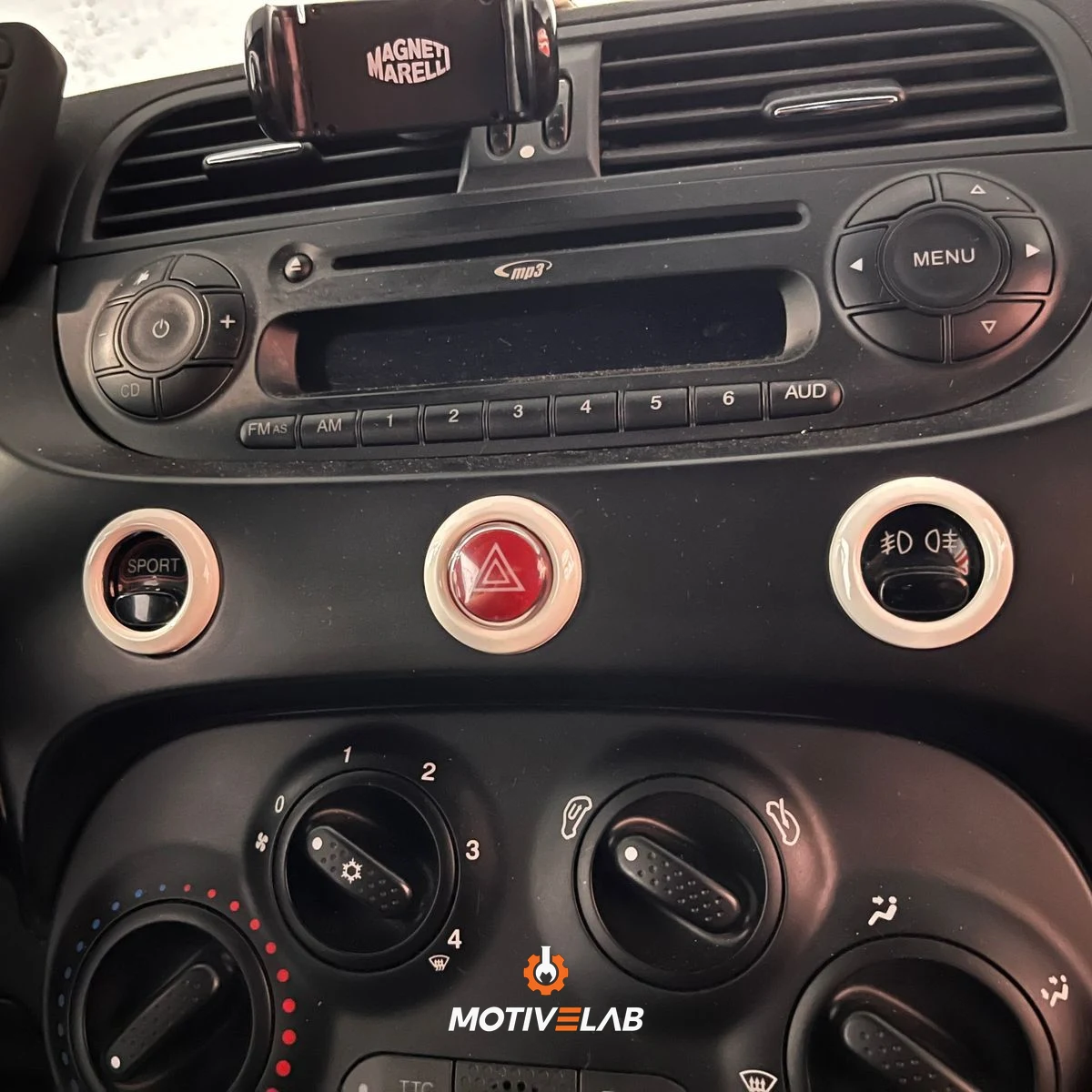 ABS rings for the Abarth 500 dashboard control panel buttons — photo 2